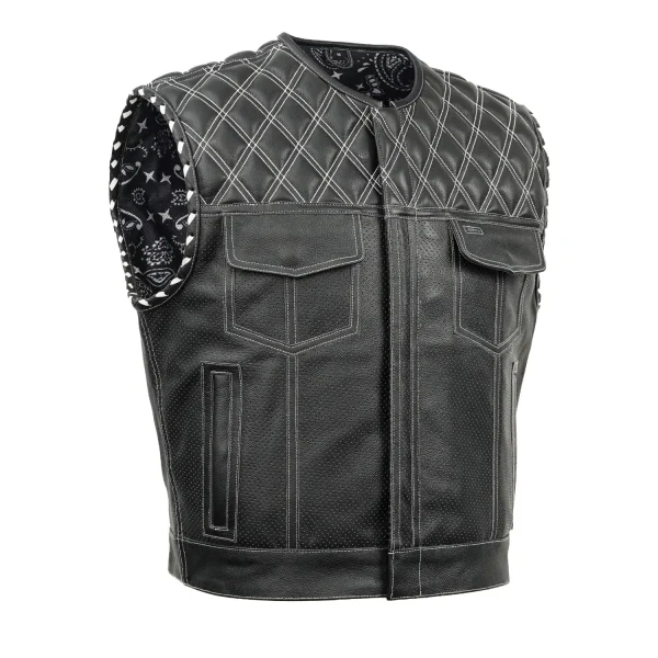 Perforated Lowside Summer Men's Leather Vest