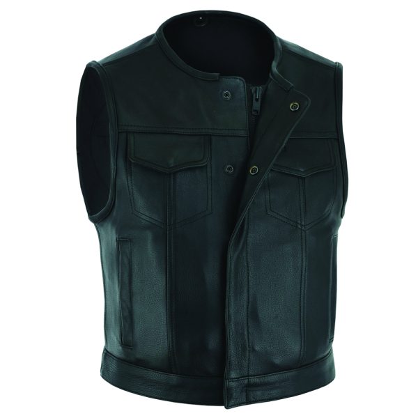Drop Zone Men's Leather Motorcycle Vest