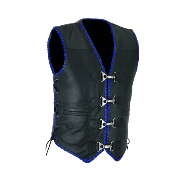 Outlaw Edge  Men's Blue Lace Leather Vest