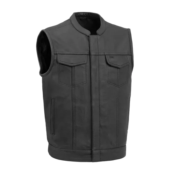 Plain Styled Men's Motorcycle Leather Vest